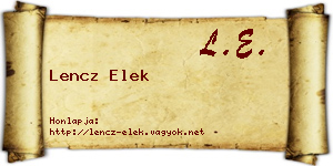 Lencz Elek névjegykártya